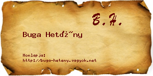 Buga Hetény névjegykártya